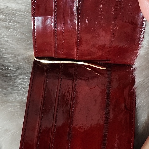 Genuine Eels SKIN Leather Men's Spring Money Clip Bifold Wallet Thin Card Holder - Picture 3 of 7